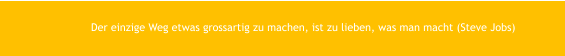 Der einzige Weg etwas grossartig zu machen, ist zu lieben, was man macht (Steve Jobs)